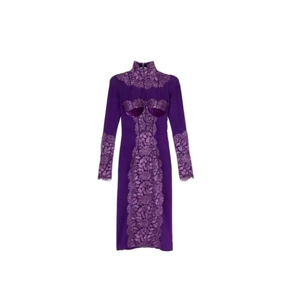 New Tom Ford Metallic Amethyst Lace Cocktail Dress 40, US 4 - Picture 5 of 8
